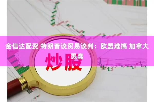 金信达配资 特朗普谈贸易谈判：欧盟难搞 加拿大愚蠢