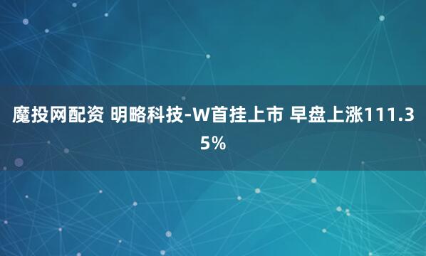 魔投网配资 明略科技-W首挂上市 早盘上涨111.35%